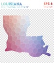 Louisiana polygonal map, mosaic style us state. Royalty Free Stock Photo