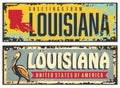 Louisiana signs set with Louisiana state map shape Royalty Free Stock Photo