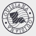 Louisiana Stamp Postal. Map Silhouette Seal. Passport Round Design. Vector Icon. Design Retro Travel.