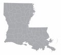 Louisiana State counties map Royalty Free Stock Photo
