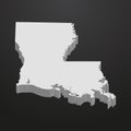 Louisiana State map in gray on a black background 3d Royalty Free Stock Photo