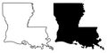 Louisiana state outine and silhouette icon design Royalty Free Stock Photo
