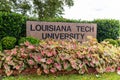 Louisiana Tech University sign welcoming everyone to campus in Ruston, LA