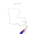 Louisiana US state vector map pencil sketch. Louisiana outline map with pencil in american flag colors Royalty Free Stock Photo