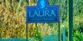Louisiana, USA - February 10, 2016: Road sign to Laura Plantation Royalty Free Stock Photo