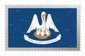 Louisiana US flag on old postage stamp, vector