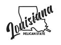 Louisiana vector illustration. Pelican State nickname. United States of America outline silhouette. Hand-drawn map of US territory Royalty Free Stock Photo