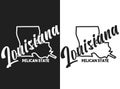 Louisiana vector logo. Set of monochrome emblems of the USA states. Illustration of the name of the US state. Image with
