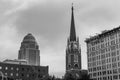 Louisville old meets new with the modern Mercer Tower, Cathedral of the Assumption from 1852 and The Republic Building III Royalty Free Stock Photo