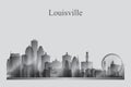 Louisville city skyline silhouette in grayscale