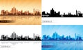 Louisville city skyline silhouettes set Royalty Free Stock Photo