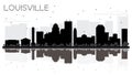 Louisville Kentucky USA City skyline black and white silhouette Royalty Free Stock Photo