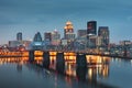 Louisville, Kentucky, USA downtown skyline on the Ohio River Royalty Free Stock Photo