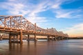 Louisville, Kentucky, USA with John F. Kennedy Bridge spanning the Ohio River Royalty Free Stock Photo