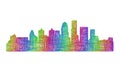 Louisville skyline silhouette - multicolor line art