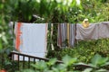 Laundry drying on the rope Royalty Free Stock Photo