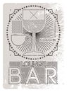 Lounge Bar Menu typographical vintage style grunge linear geometric pattern design. Retro vector illustration. Royalty Free Stock Photo