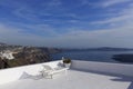 Lounge chair over Santorini caldera, Greece