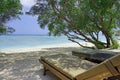 Lounge chairs overlooking Bali Sea
