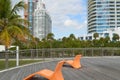 Lounge chairs, South Pointe Park, South Beach, Florida Royalty Free Stock Photo