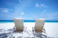 Lounge chairs tropical beach Royalty Free Stock Photo