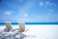 Lounge chairs tropical beach Royalty Free Stock Photo