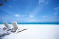 Lounge chairs tropical beach Royalty Free Stock Photo