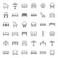 Lounge icons set outline vector. Business sofa