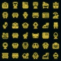 Lounge icons set vector neon