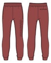 Lounge Jogger bottom Pants design flat sketch vector illustration, Track pants concept with front and back view, Sweatpants for Royalty Free Stock Photo