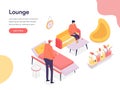 Lounge Space Illustration Concept. Isometric design concept of web page design for website and mobile website.Vector illustration