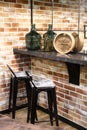 Lounge, stylized as a bar. Corner worktop against the wall. Royalty Free Stock Photo