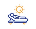 Lounger line icon. Beach sunbed sign. Vector Royalty Free Stock Photo