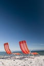 Beach Chairs on Lake Shoreline Royalty Free Stock Photo