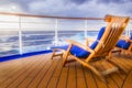 Lounging chair with scenic view on a cruise ship Royalty Free Stock Photo