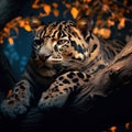 Ai Generated illustration Wildlife Concept of Lounging Leopard Royalty Free Stock Photo