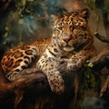 Ai Generated illustration Wildlife Concept of Lounging Leopard Royalty Free Stock Photo
