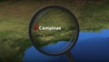 Campinas city found on the map, 3d rendering