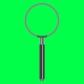 Loupe, magnifying glass with black handle isolated on green background. 3D render, 3D illustration