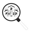 Loupe searching house black and white 2D line cartoon object