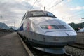 LOURDES, FRANCE - AUGUST 22, 2006: French High Speed train TGV Atlantique ready for departure on Lourdes station platform. Pyrenne Royalty Free Stock Photo