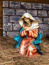 Virgin Mary in Christmas nativity scene of Lourdes