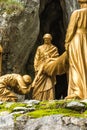 Lourdes, France, June 24 2019: Way of the Cross of Jesus, fragment of the fourteenth station