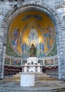 LOURDES, FRANCE - October 12, 2020: External Saint Bernadette chapel of the Basilica Our Lady of the Rosary, Lourdes, France Royalty Free Stock Photo