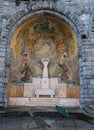 LOURDES, FRANCE - October 12, 2020: External Saint Pascal Baylon chapel of the Basilica Our Lady of the Rosary, Lourdes, France