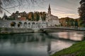 Lourdes Sanctuary after sunset Royalty Free Stock Photo