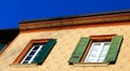 Louver windows and painted texture wall Royalty Free Stock Photo