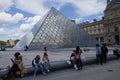 Louvre art museum glass entrance in Paris, France