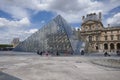 Louvre art museum glass entrance in Paris, France