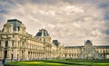 Louvre facade with glass triangle france big art museum October 29, 2019, Paris, France,